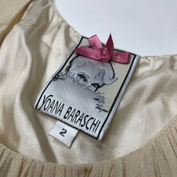 Anthropologie Yoana Baraschi Silk Black Cream Satin Ruffle Retro Cocktail - Picture 3 of 16